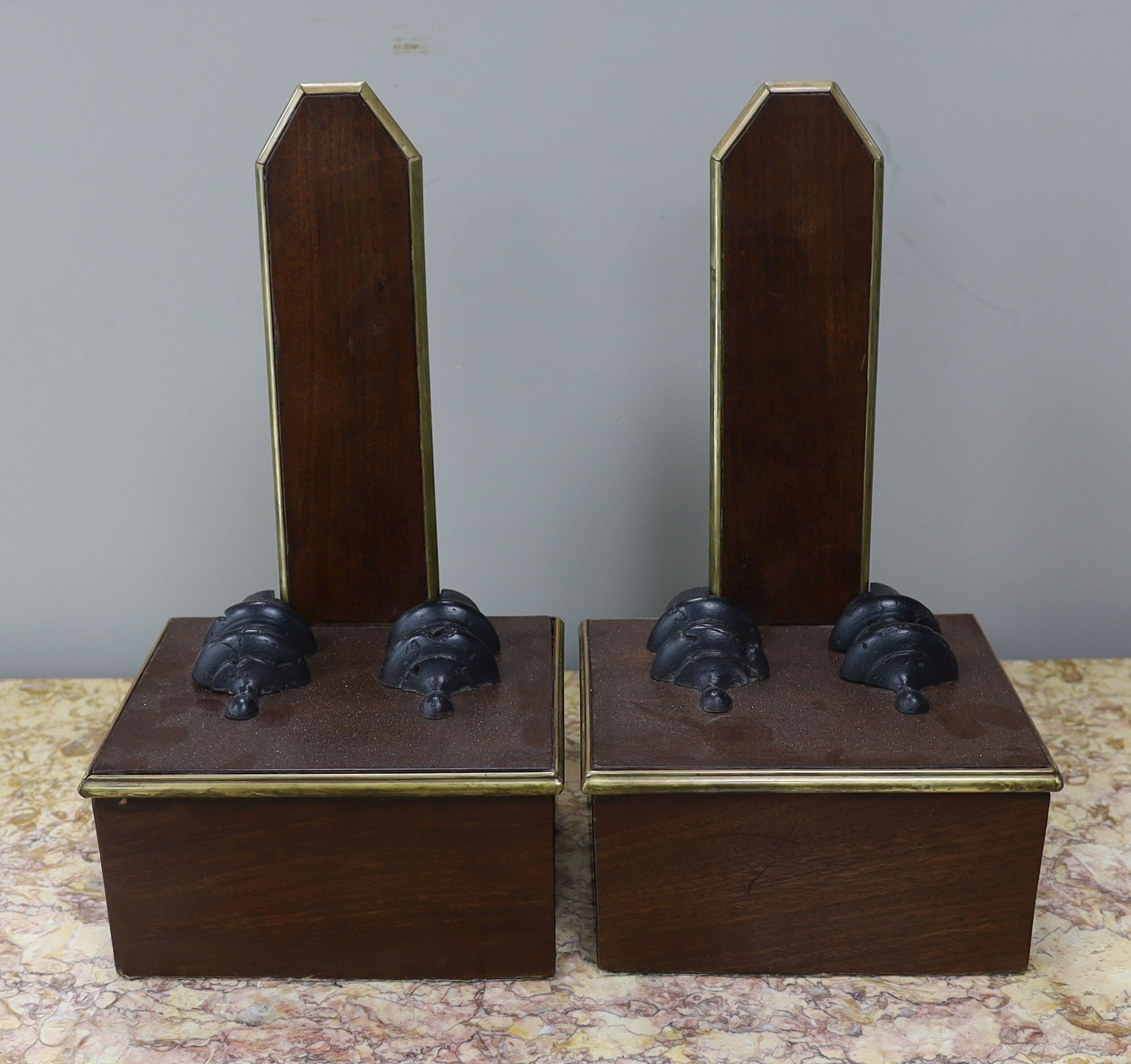 Pair of Gillows style parcel gilt mahogany plate stands, H 39 cms.